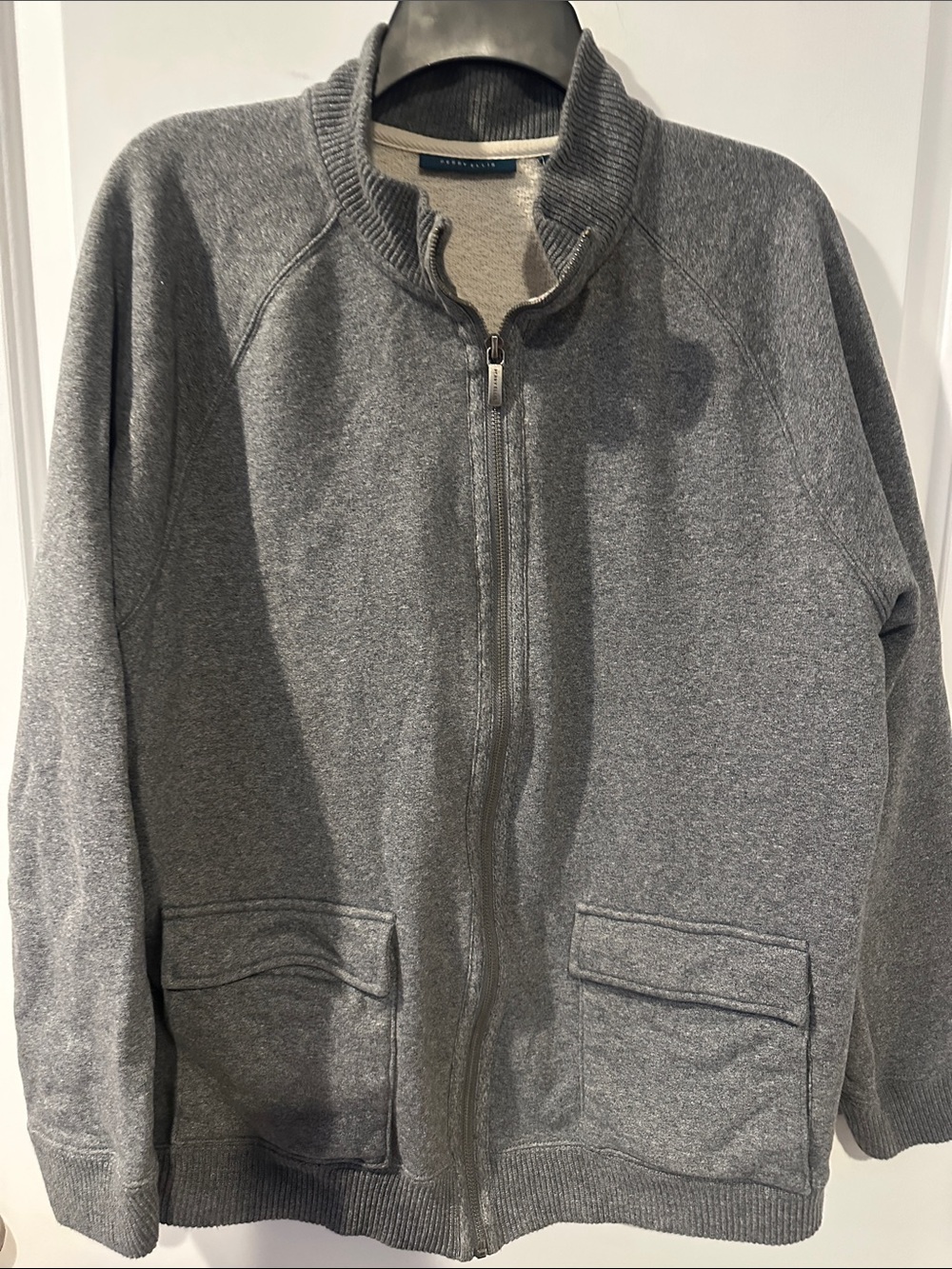 Perry Ellis Gray Full-Zip Knit Jacket